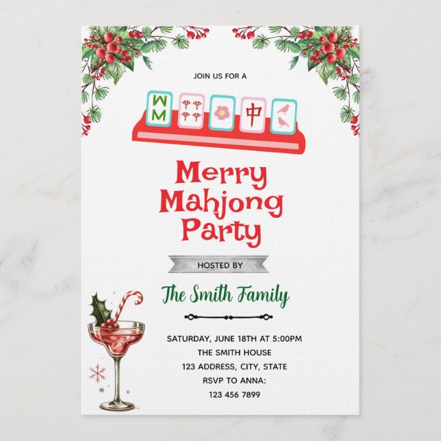 Christmas Mahjong party Invitation (Front)