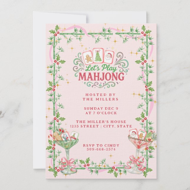 Christmas Mahjong Party Invitation (Front)