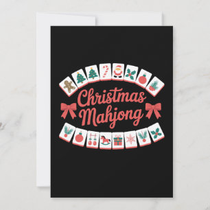Christmas Mahjong Tiles Bows Xmas Holiday Season Invitation