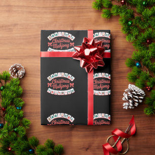 Christmas Mahjong Tiles Bows Xmas Holiday Season Wrapping Paper