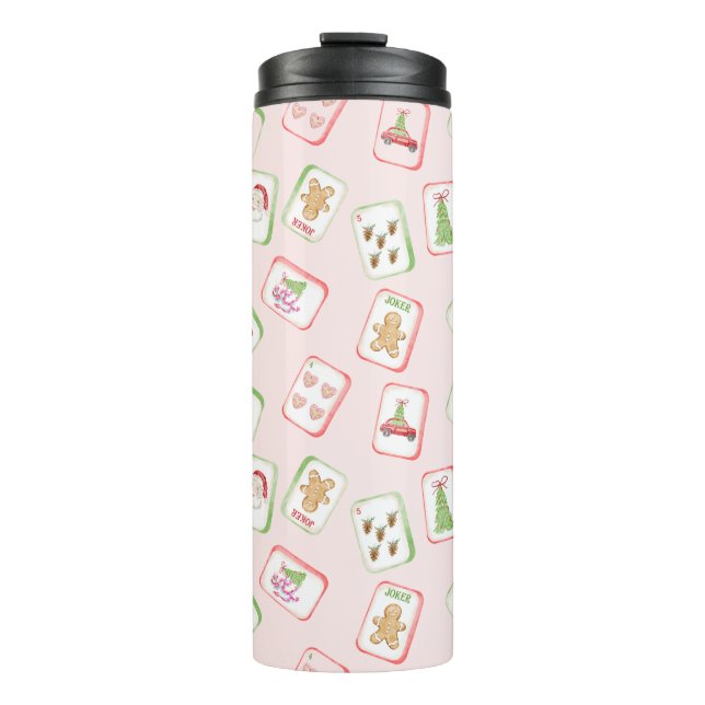 Christmas Mahjong Tiles Thermal Tumbler (Front)