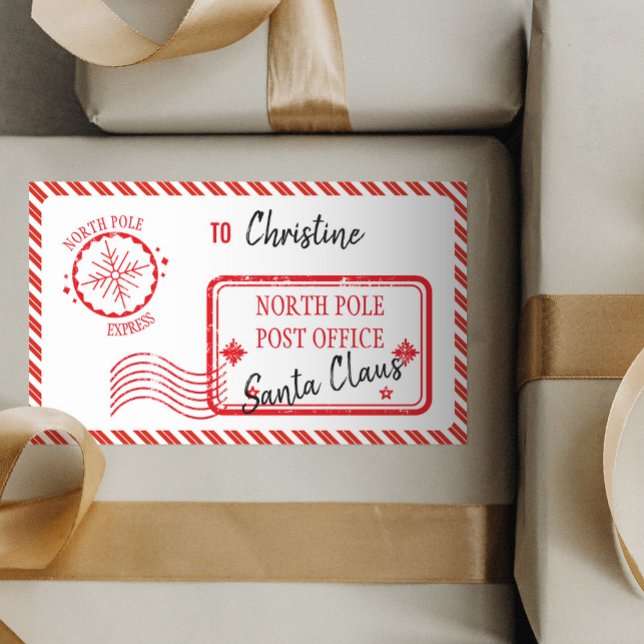 Christmas Mail From Santa North Pole Delivery Rectangular Sticker (Creator Uploaded)