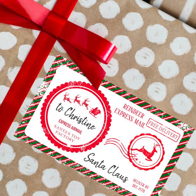 Christmas Mail From Santa North Pole Delivery Rectangular Sticker (Creator Uploaded)