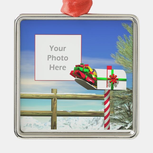 Christmas Mail (photo frame) Metal Tree Decoration (Front)
