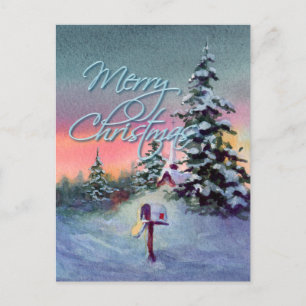 CHRISTMAS MAILBOX by SHARON SHARPE Holiday Postcard