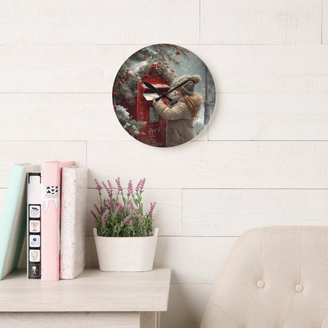 Christmas mailbox  charming festive winter decor large clock (Reading Room)