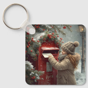 Christmas mailbox cute festive winter accessory key ring