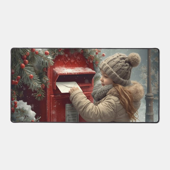 Christmas mailbox festive winter workspace desk mat (Front)