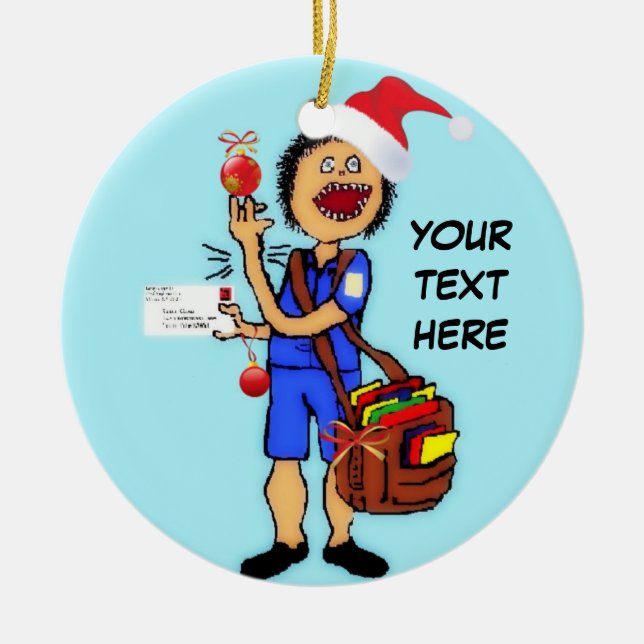 Christmas Mailman Ceramic Tree Decoration (Front)