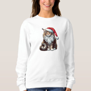 Christmas Maine coon cat, Santa Maine Coon kitten Sweatshirt
