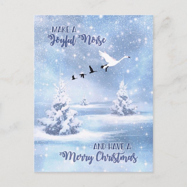Christmas Make a Joyful Noise Snow Geese Holiday Postcard (Front)