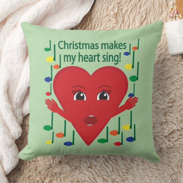 "Christmas makes my heart sing" Singing Heart Cushion (Blanket)