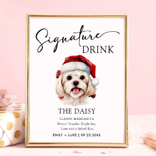 Christmas Maltese Dog Wedding Signature Drink Sign