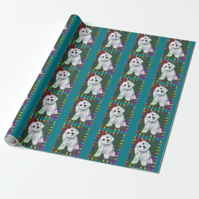 Christmas Maltese Wrapping Paper (Unrolled)