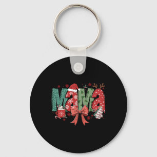 Christmas Mama Coquette Bow Mama Claus Christmas T Key Ring