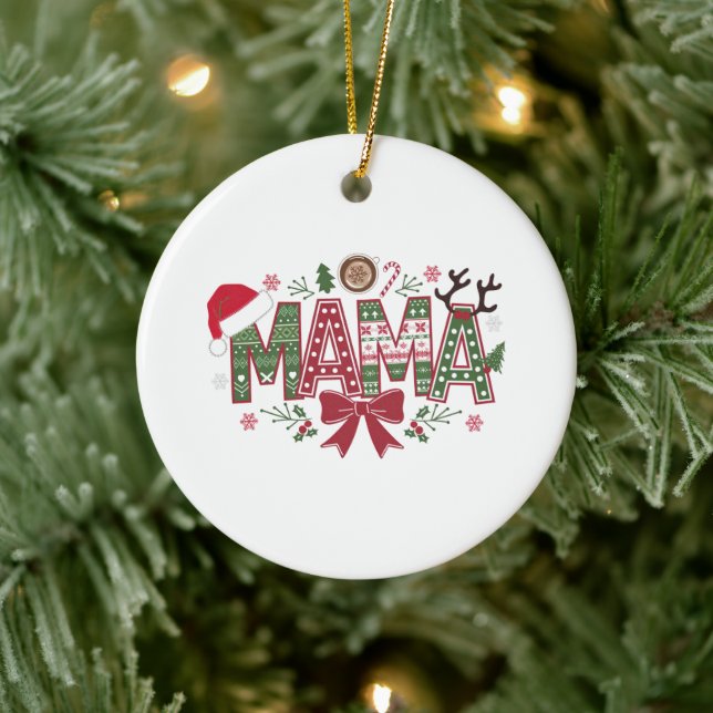 Christmas Mama Coquette Bow Mama Claus Tree Cake  Ceramic Tree Decoration (Tree)