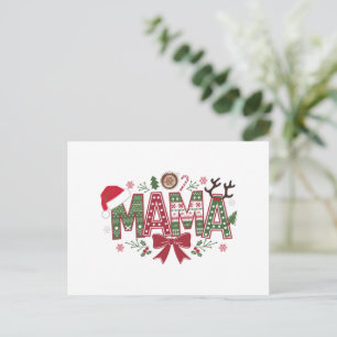 Christmas Mama Coquette Bow Mama Claus Tree Cake  Holiday Postcard