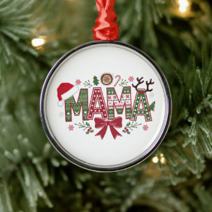 Christmas Mama Coquette Bow Mama Claus Tree Cake  Metal Tree Decoration