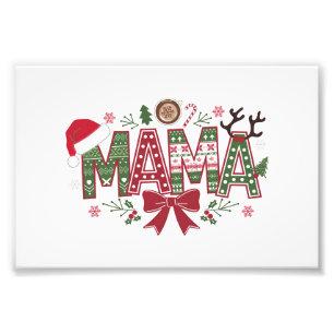 Christmas Mama Coquette Bow Mama Claus Tree Cake  Photo Print