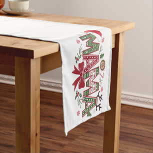 Christmas Mama Coquette Bow Mama Claus Tree Cake Short Table Runner