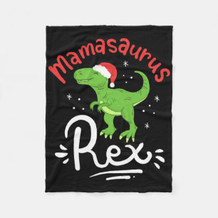 Christmas Mama Saurus Rex Dinosaur Mother Xmas  Fleece Blanket