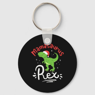 Christmas Mama Saurus Rex Dinosaur Mother Xmas  Key Ring