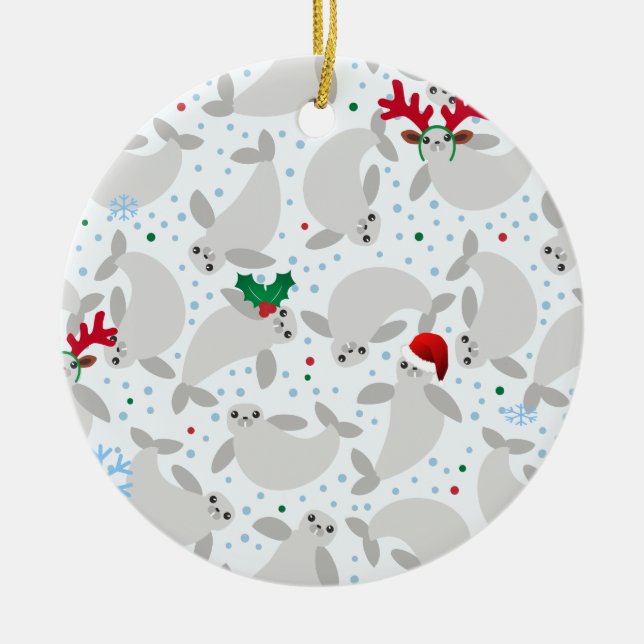 christmas manatee ceramic tree decoration (Front)