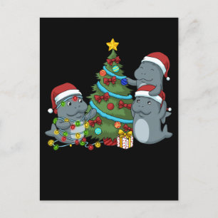 Christmas Manatee Gift Christmas Tree Manatee Postcard