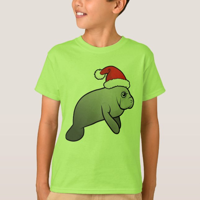 Christmas Manatee Santa T-Shirt (Front)