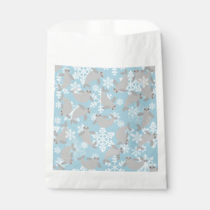 christmas manatee winter blue snowflakes favour bags