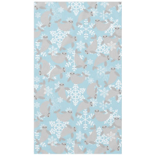 christmas manatee winter blue snowflakes  tablecloth
