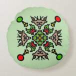 Christmas Mandala Pattern Round Cushion<br><div class="desc">A beautiful Christmas mandala design featuring festive holiday colors. This round decorative pillow adds a cheerful and artistic touch to your home decor.</div>