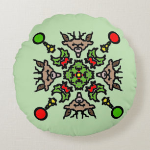 Christmas Mandala Pattern Round Cushion