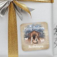 Christmas Manger Nativity Scene Watercolor