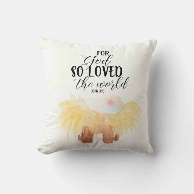 Christmas Manger Pillow John 3:16 (Front)