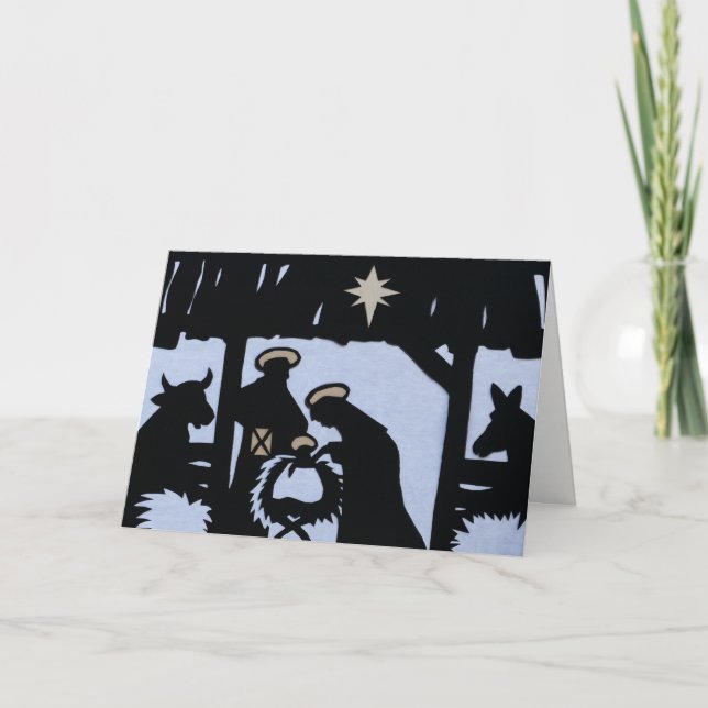 Christmas Manger Scene Card, Customisable rv Holiday Card (Front)