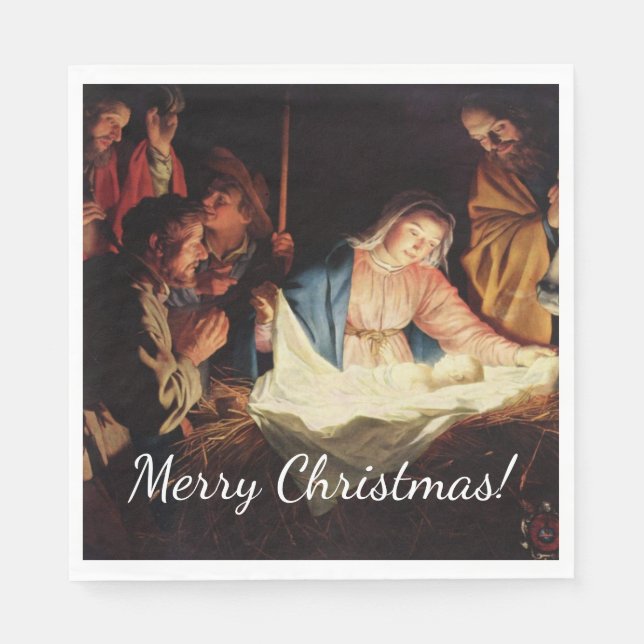 Christmas Manger Scene Napkin (Front)