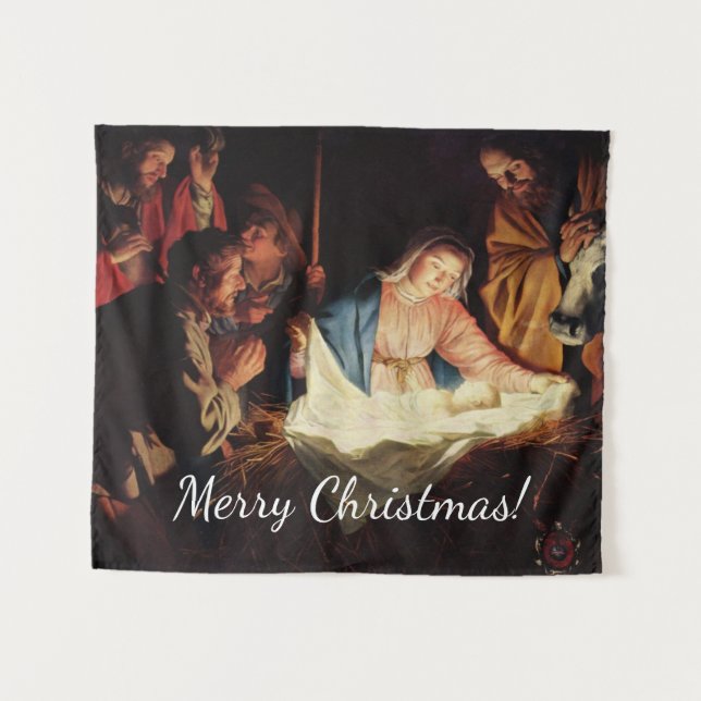 Christmas Manger Scene Tapestry (Front (Horizontal))