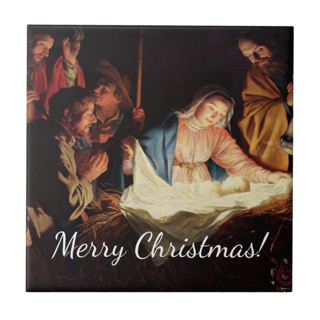 Christmas Manger Scene Tile (Front)