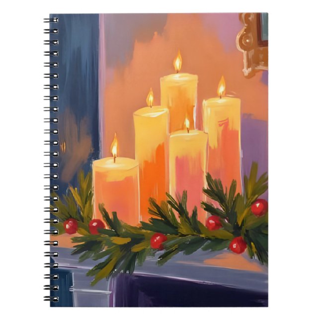 Christmas Mantle Candles Garland Notebook (Front)