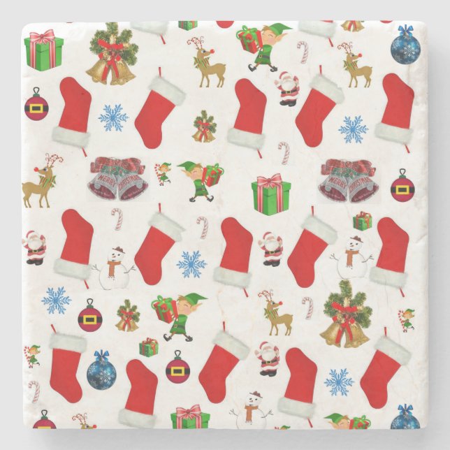 Christmas Marble Stone Coaster (Front)