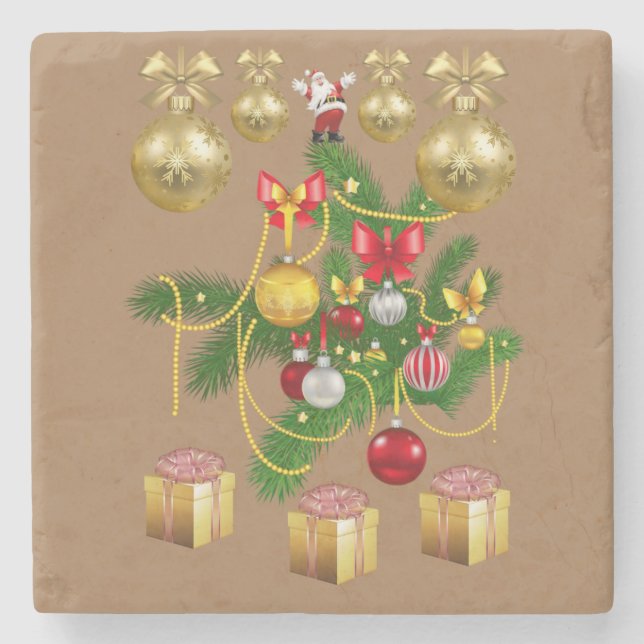 Christmas Marble Stone Coaster (Front)