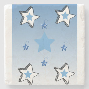 Christmas Marble Stone Coaster, Blue Stars Coaster