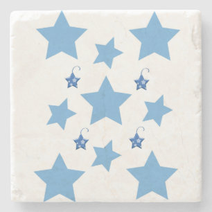 Christmas Marble Stone Coaster, Blue Stars Coaster