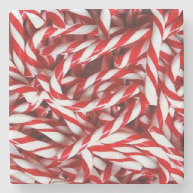 Christmas Marble Stone Coaster, Candy Cane Coaster (Front)