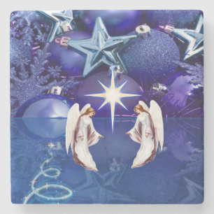 Christmas Marble Stone Coaster, Christmas Angel Coaster