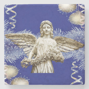 Christmas Marble Stone Coaster, Christmas Angel Coaster