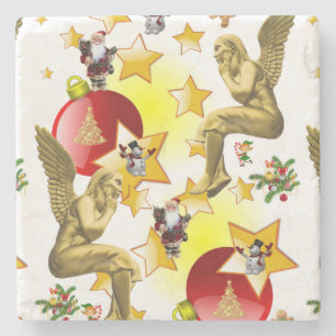 Christmas Marble Stone Coaster, Christmas Angel Coaster