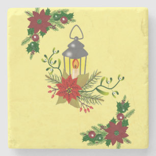 Christmas Marble Stone Coaster, Christmas Candle Coaster