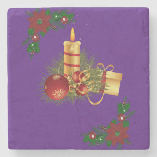 Christmas Marble Stone Coaster, Christmas Candle Coaster